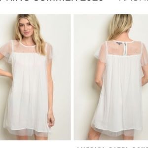 Very J- White Babydoll Pearl Embellished Dress S